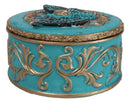 Turquoise And Gold Scrollwork Death Moth Skull Decorative Trinket Jewelry Box