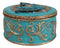 Turquoise And Gold Scrollwork Death Moth Skull Decorative Trinket Jewelry Box
