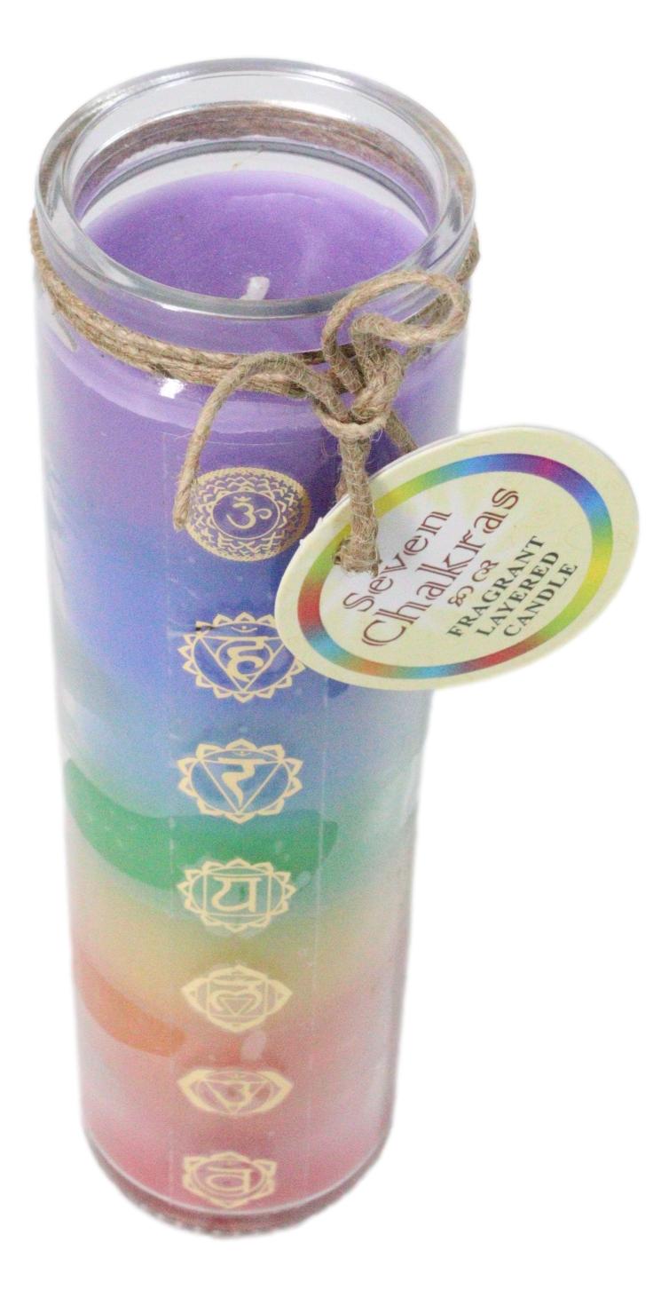 Rainbow 7 Chakra Zones Multi Scent Wicca Mystic Spiritual Tall Tube Candle