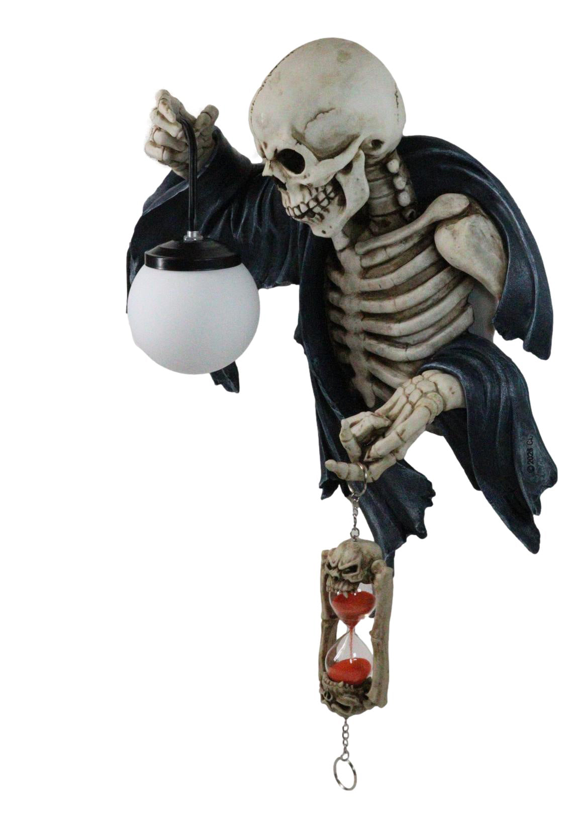 Ebros Time Waits For No Man Grim Reaper Skeleton Wall Relief Lamp with Hourglass