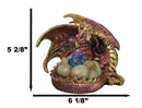 Red Gold Fire Mother Dragon Guarding Eggs And Baby Hatchling With LED Figurine