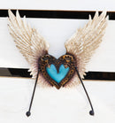 Rustic Western Turquoise Heart Le Fleur Angel Wings Wall Double Hooks Sculpture