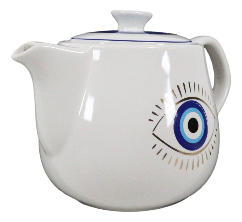 White Gothic Alchemy Porcelain Wicca Evil Eye Of Providence Protection Tea Pot