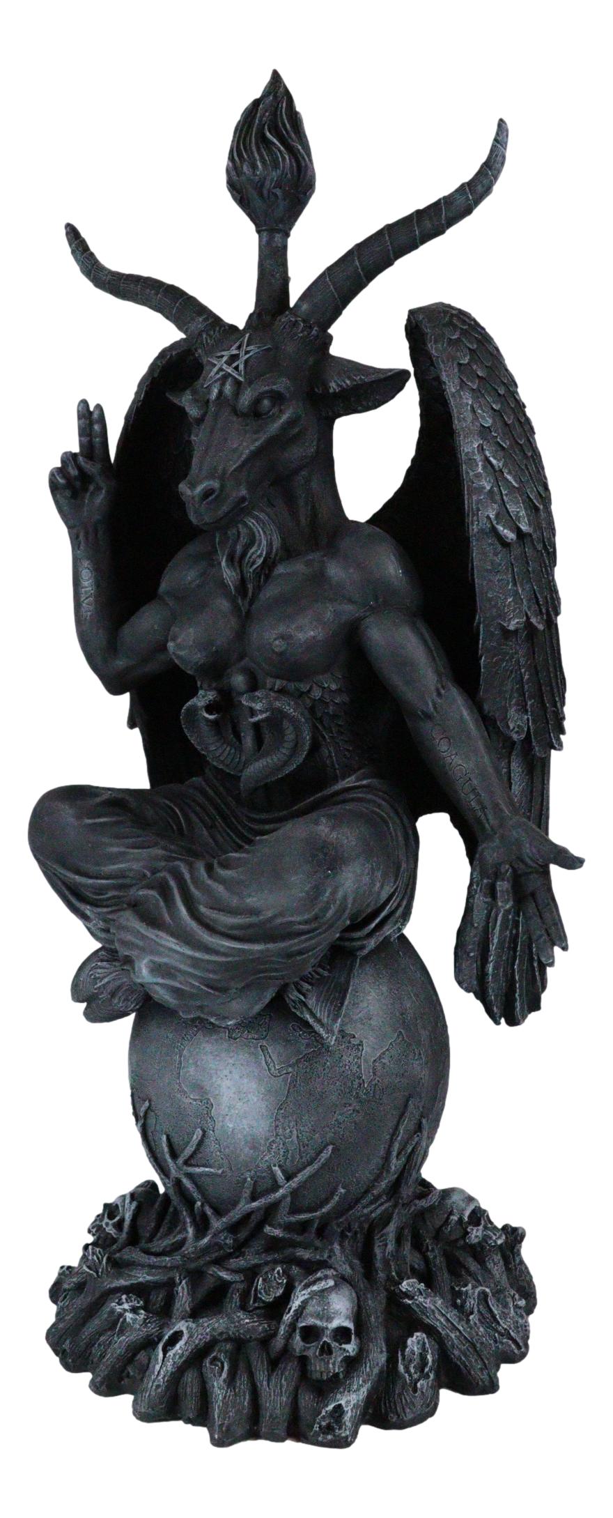Faux Stone 3 Feet Oversized Sabbatic Goat Baphomet Statue - Ebros Gift