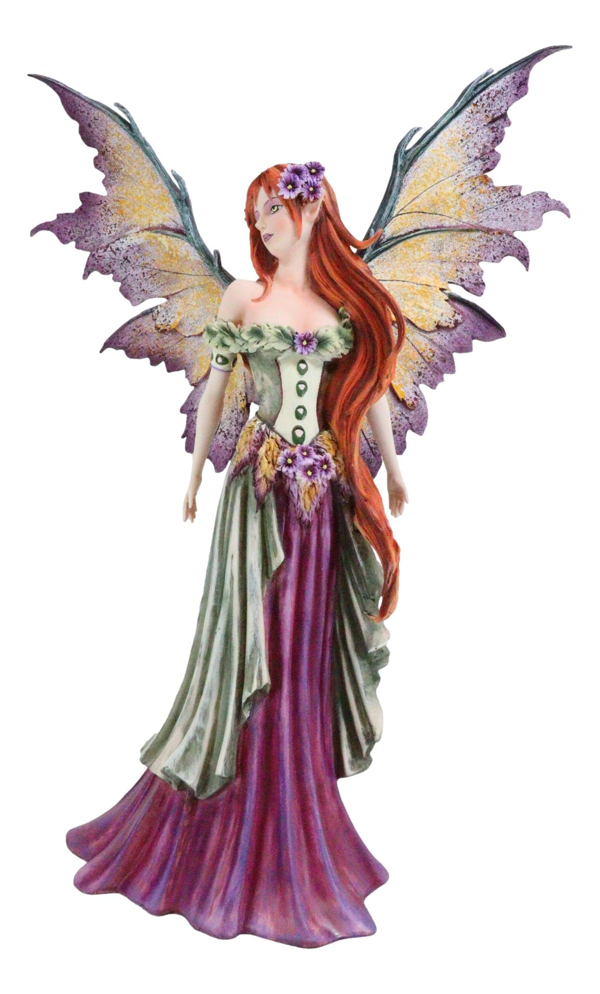 Amy Brown Large Summer Fairy Queen With Flower Adornment Statue Garden Fairies - Ebros Gift
