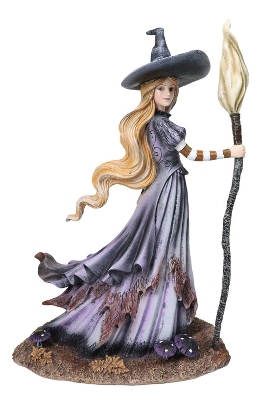 Amy Brown Fantasy Halloween Bewitching Autumn Witch With Broomstick Figurine