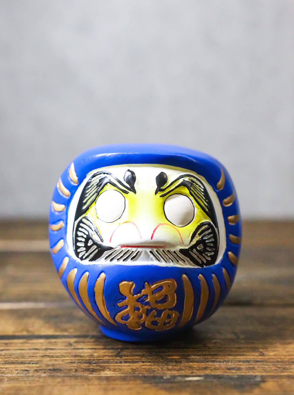 Blue Talisman of Wisdom Luck Japanese Zen Daruma Figurine With Unpainted Eyes