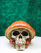 Brown Macabre Toadstool Mushroom Cap Skull With Mini Fungi Figurine 5" L