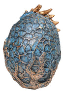 Metallic Bronze and Blue Azure Dragon Hatchling in Dragon Scales Egg Figurine