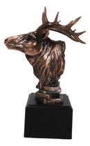 Rustic Wild Forest Woodland Wapiti Elk Deer Bust Trophy Figurine With Base Stand
