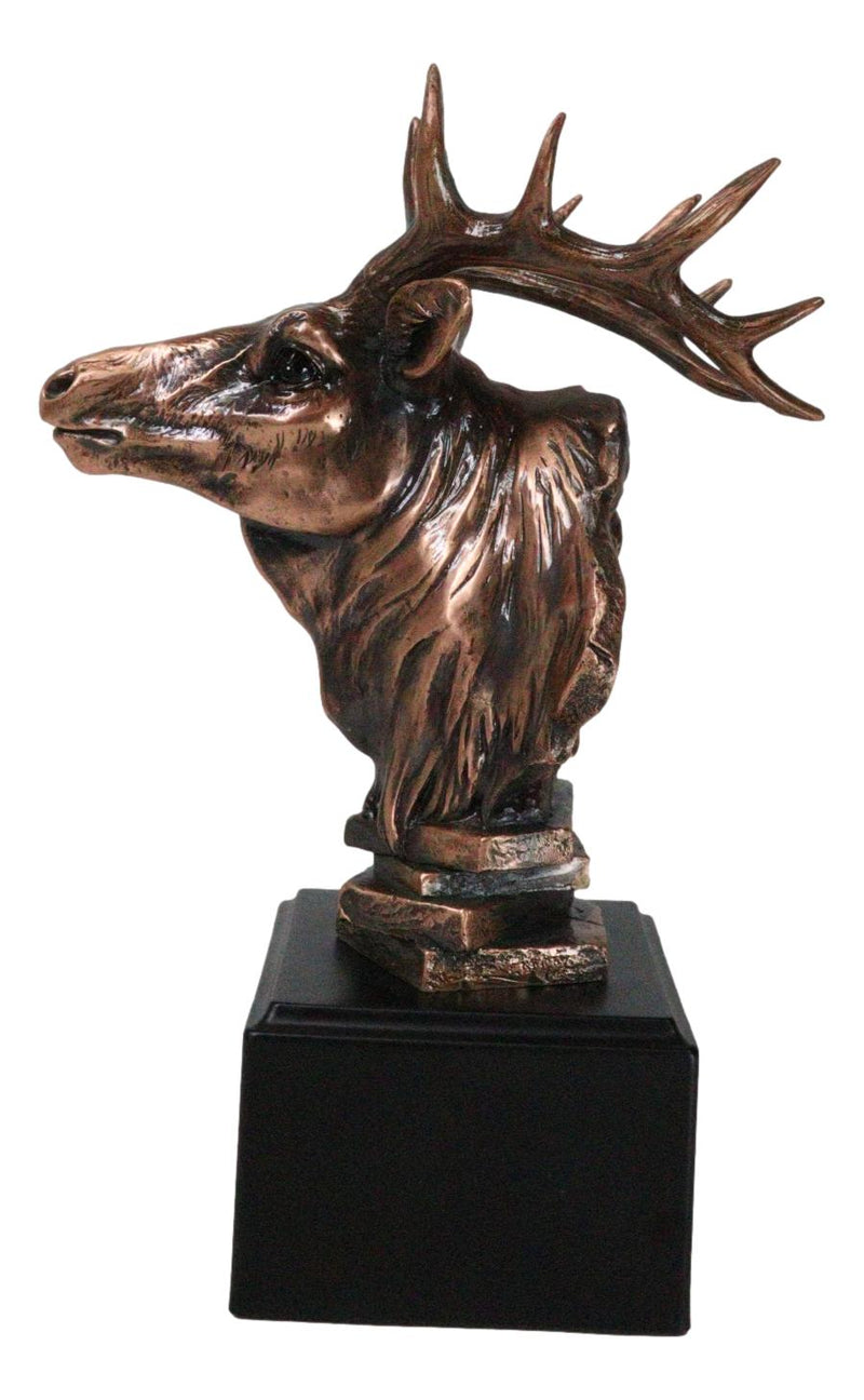 Rustic Wild Forest Woodland Wapiti Elk Deer Bust Trophy Figurine With Base Stand