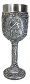 Medieval Templar Crusader Knight Suit of Armor On Guard Wine Goblet Chalice