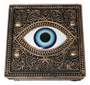 Auspicious Evil Eye Of Providence With Sacred Symbols Square Decorative Box
