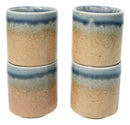 Set of 4 Artistic Blue River Sand Ao Nagashi Porcelain 1.25oz Ochoko Yuzu Cups