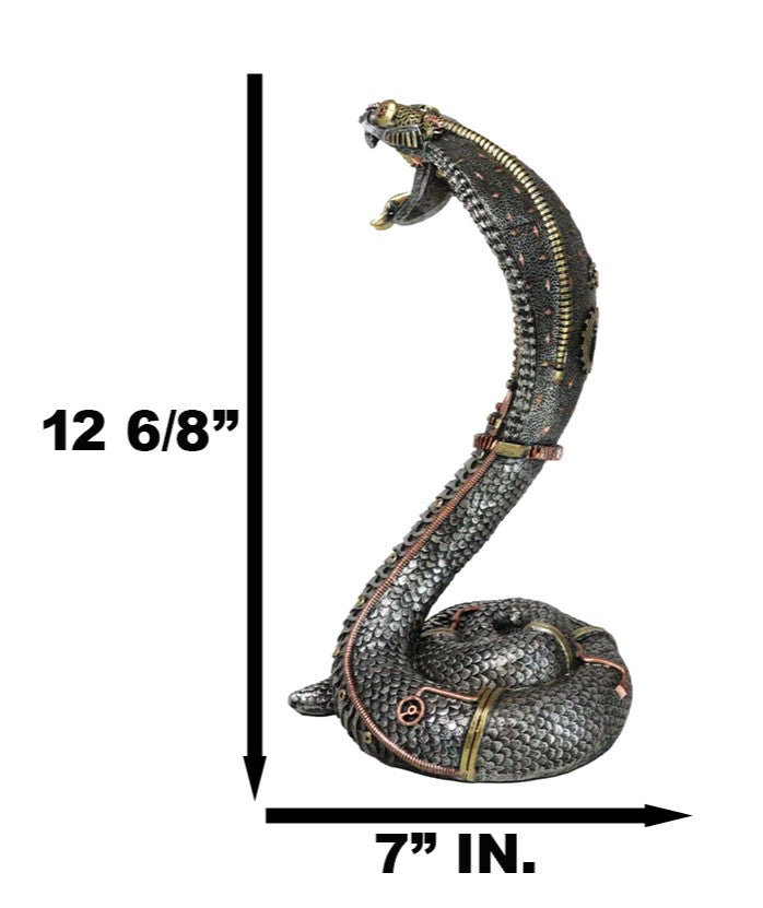Military War Machine Steampunk Gearwork Robotic Cyborg Cobra Snake Figurine