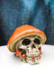 Brown Macabre Toadstool Mushroom Cap Skull With Mini Fungi Figurine 5" L