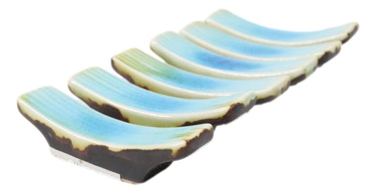 Pack Of 6 Blue Sky Aozora Kannyu Collection Porcelain Chopsticks Hashioki Rests