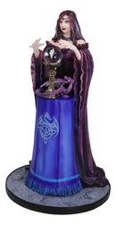 Fantasy Myths Legends Dragon Sorceress Witch With Scrying Crystal Ball Figurine