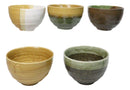 Abstract Art Tenmoku Glazed Ceramic 10oz Matcha Tea Bowl Set of 5 Made In Japan