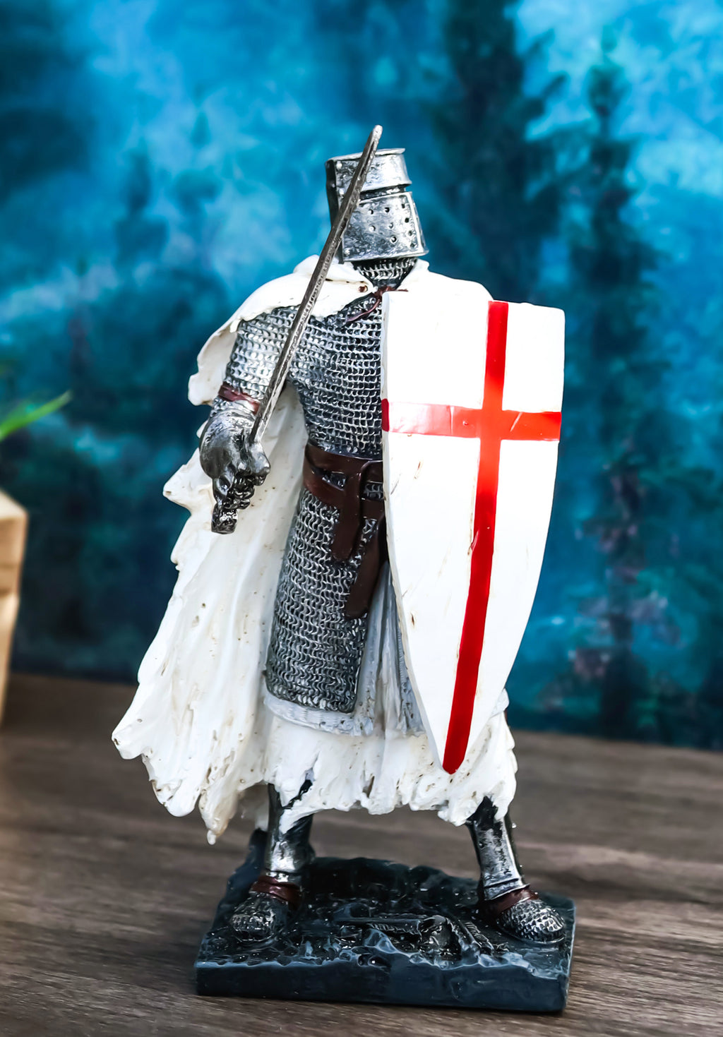 Templar White Cloak Medieval Crusader Swordsman Knight W/ Cross Shield ...
