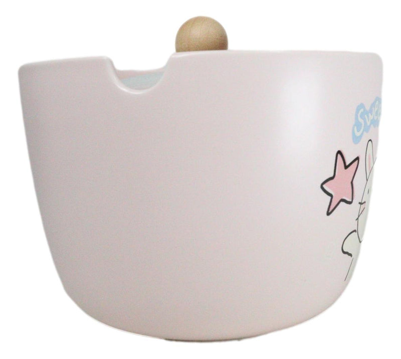 Whimsical Anime Sweet Rabbit Donburi Ramen Soup Bowl With Chopsticks And Lid