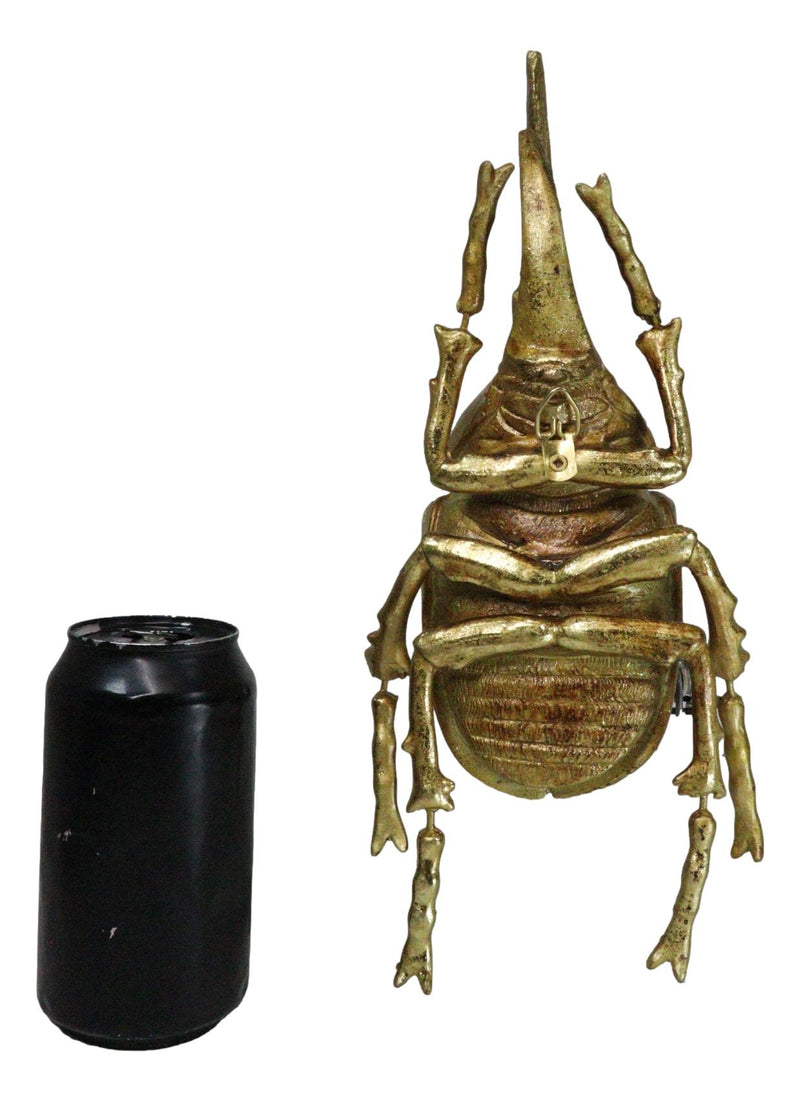 Medium Gold Resin Hercules Rhinoceros Beetle Wall Decor Or Tabletop Figurine