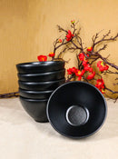 Pack Of 6 Black Silk Melamine Rice Soup Salad Appetizer Dessert Bowls 12oz