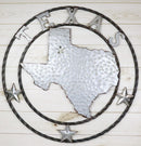 Large 24" Rustic Western Lone Star State Texas Galvanized Metal Wall Circle Sign