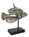 Nautical Marine Silver Tone Lyretail Anthias Fish Sculpture With Pole Stand Base
