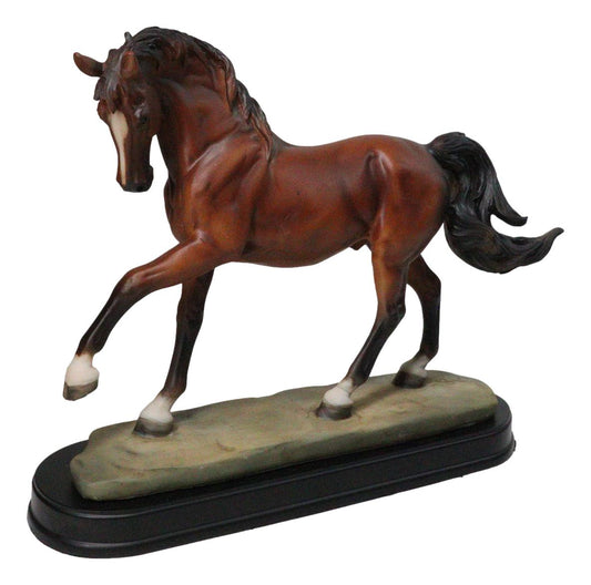 Western Equine Thoroughbred Pride Brown Chestnut Horse Figurine On Base 8"H