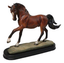 Western Equine Thoroughbred Pride Brown Chestnut Horse Figurine On Base 8"H
