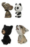 Whimsical Elephant Panda Black Bear And Wolf Set Of 4 Mini Bobblehead Figurines