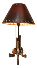 Rustic Western Texas Triple Six Shooter Gun Pistols Desktop Bedside Table Lamp