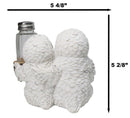 Wildlife Birds White Snowy Owl Couple Salt and Pepper Glass Shakers Holder