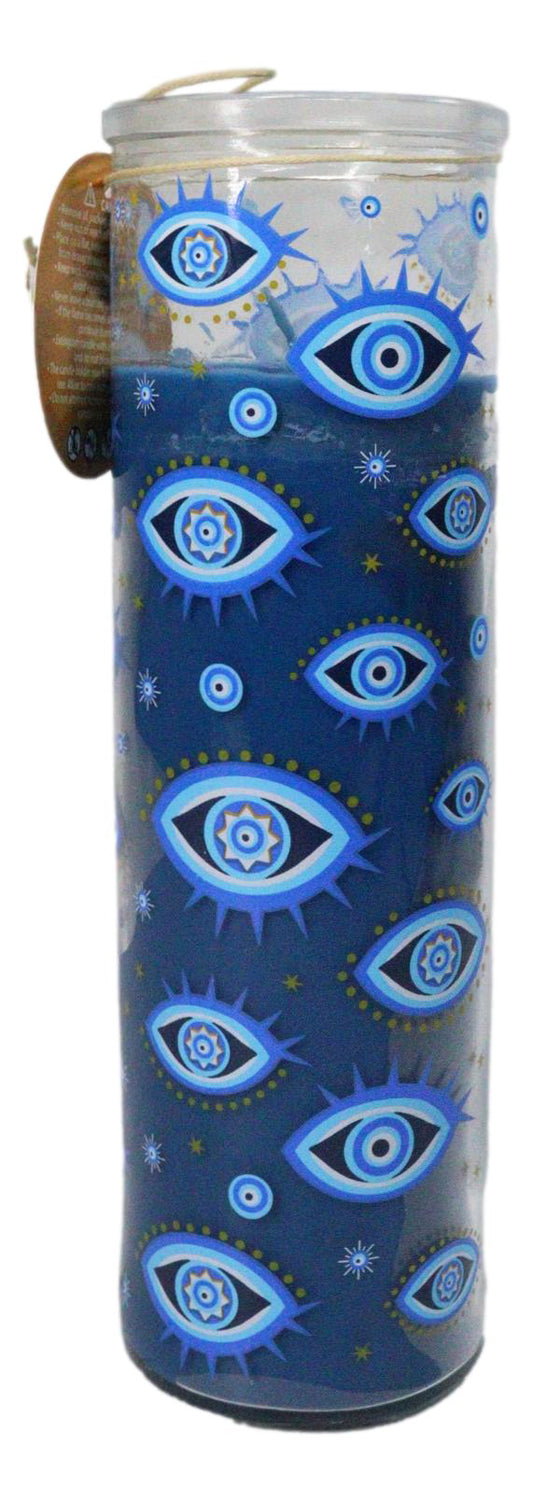 Ebros Wicca All Seeing Eye White Rose Scented Candle in Glass Tube 8.25 Inch