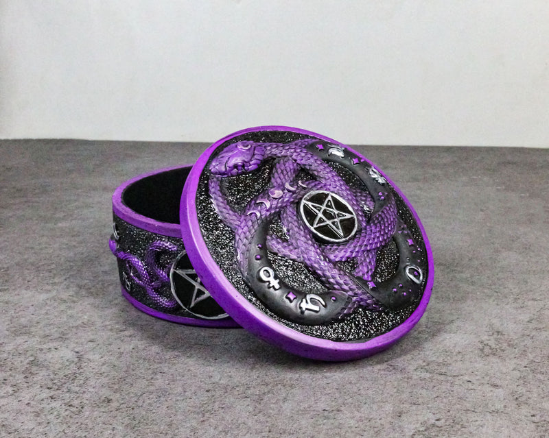 Wicca Occultic Alchemist Snake Serpent With Pentagram Small Trinket Box 4"D
