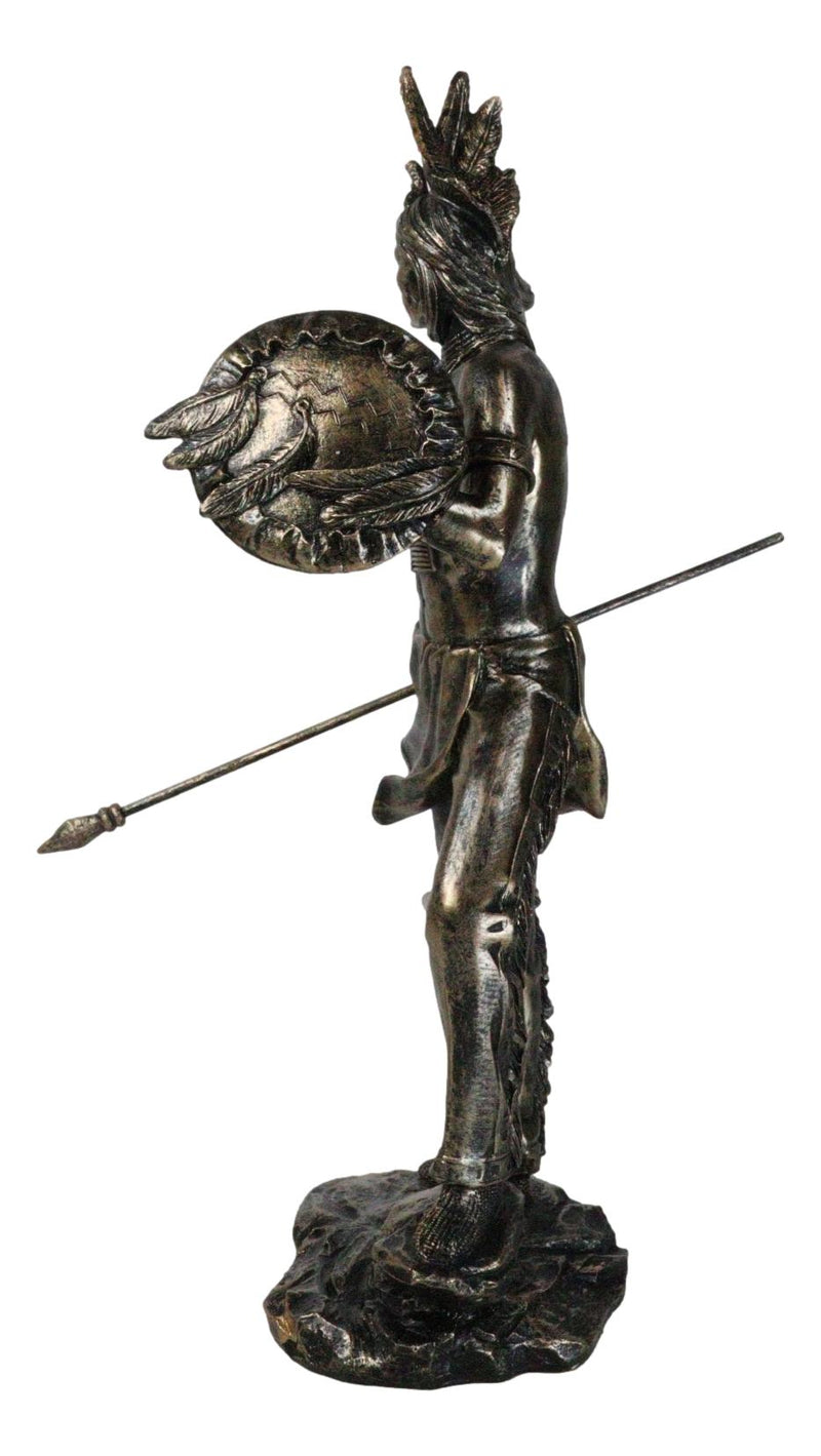 Catskill Mountain Mohican Indian Tribal Warrior Holding Spear Shield Figurine