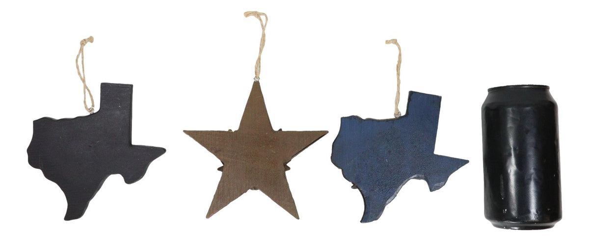 Western Texas Bluebonnet Lone Star State Map Wall Or Tree Ornaments Set of 3