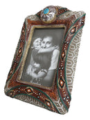 Rustic Southwest Silver Concho Turquoise Gem Tribal Patterns Picture Frame 5"X7"