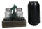 Rustic Vintage Oil Derrick Rig Pump Glass Salt And Pepper Shakers Holder Decor
