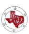 Rustic Western White Texas State Map with Hey Yall Heart Stars Wall Circle Sign