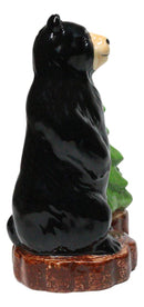 Wildlife Rustic Forest Black Bear And Pine Tree Ceramic Salt Pepper Shakers Set