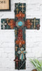 Rustic Western Layered Crosses Fleur De Lis Cowboy Turquoise Tooled Wall Cross