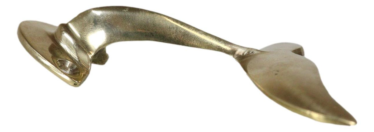 Set of 2 Brass Gold Nautical Sea Baleen Blue Whale Tail Wall Coat Hook Hangers - Ebros Gift
