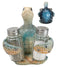 Nautical Marine Blue Giant Sea Turtle Hugging Salt And Pepper Shakers Holder Set