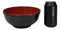 Set Of 6 Red And Black Round Ridged Body Soup Salad Rice Melamine Bowls 8"D