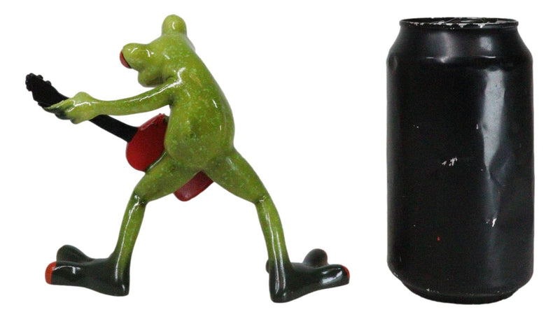 Wild Rock Band Electric Guitarist Green Toad Frog Rocking It Out Figurine