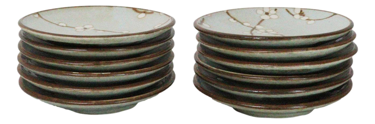 Set Of 12 Sakura Cherry Blossoms Japanese Porcelain Appetizer Dessert Plates