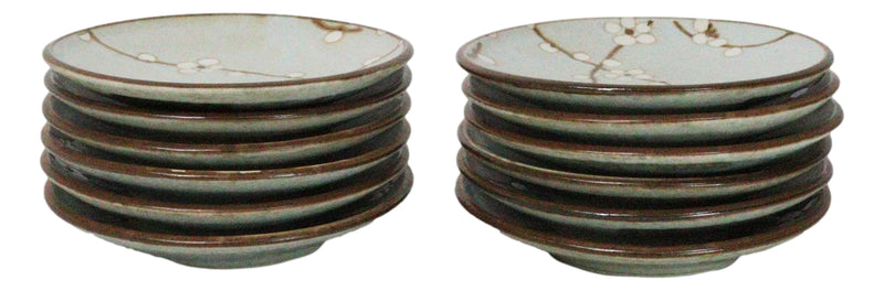 Set Of 12 Sakura Cherry Blossoms Japanese Porcelain Appetizer Dessert Plates