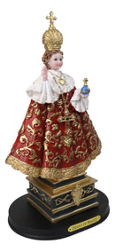 Roman Catholic Orthodox Infant of Prague Sculpture 12.5"H With Brass Name Plate